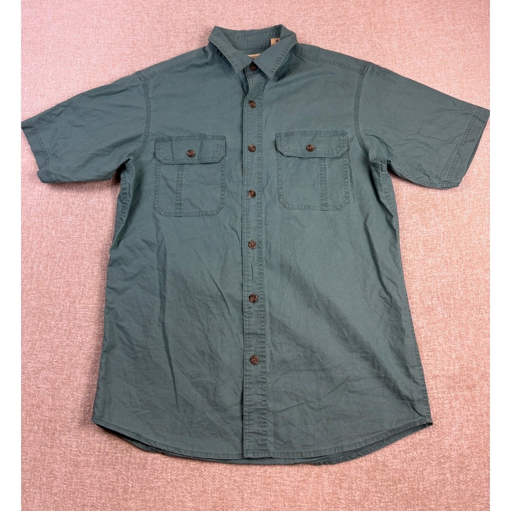 Red Head Brand Co Mens Medium Green Short Sleeve Cotton Button Down Shirt